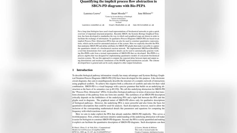 Quantifying the implicit process flow abstraction in SBGN-PD diagrams   with Bio-PEPA
