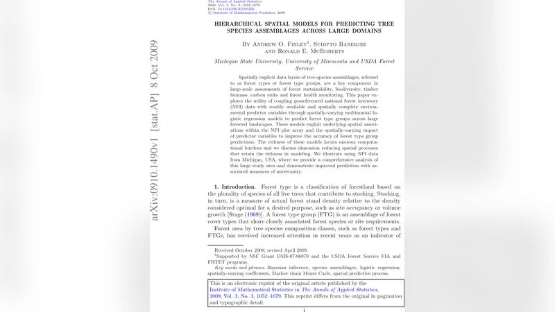 Hierarchical spatial models for predicting tree species assemblages   across large domains