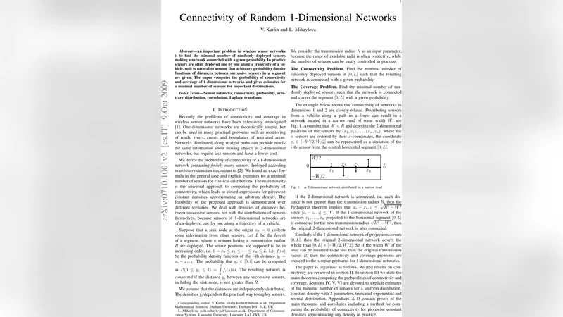 Connectivity of Random 1-Dimensional Networks