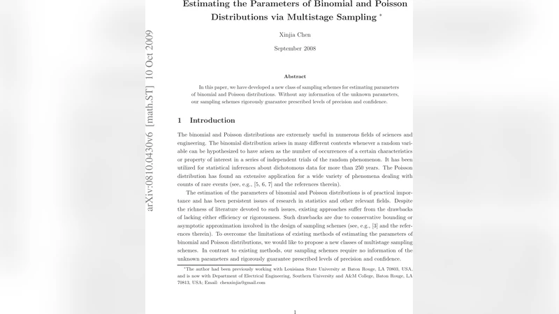 Estimating the Parameters of Binomial and Poisson Distributions via   Multistage Sampling