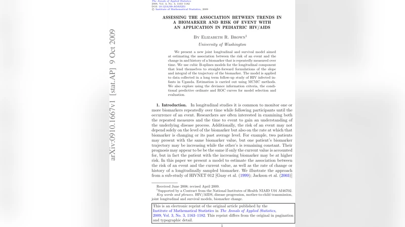 Assessing the association between trends in a biomarker and risk of   event with an application in pediatric HIV/AIDS