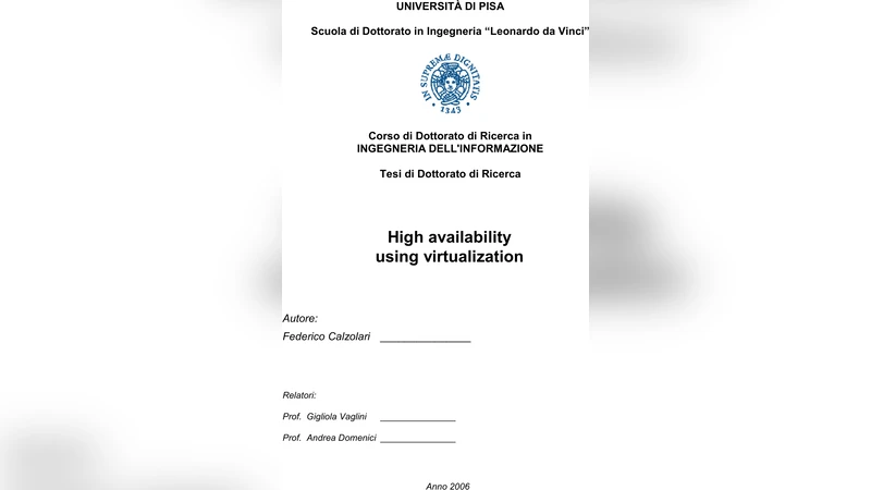 High availability using virtualization