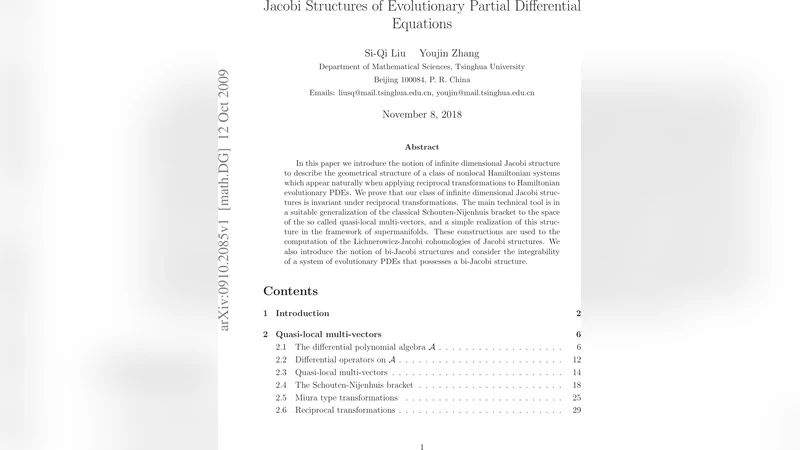 Jacobi Structures of Evolutionary Partial Differential Equations