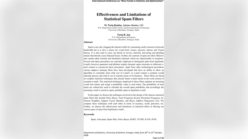 Effectiveness and Limitations of Statistical Spam Filters