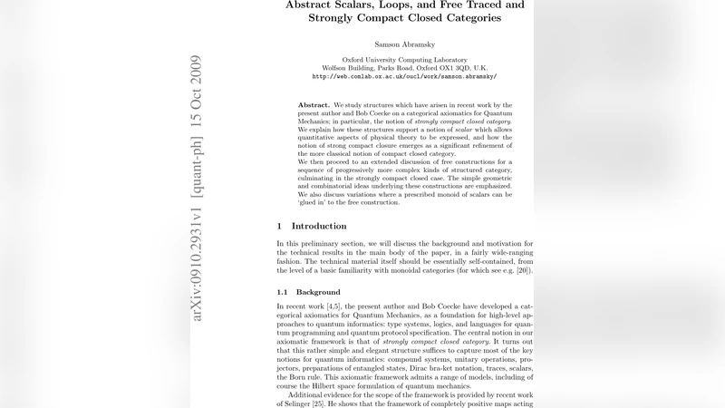 Abstract Scalars, Loops, and Free Traced and Strongly Compact Closed   Categories