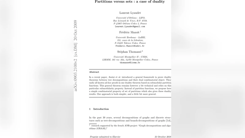 Partitions versus sets : a case of duality