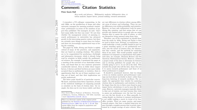 Comment: Citation Statistics