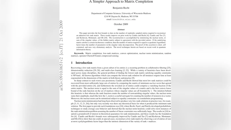 A Simpler Approach to Matrix Completion