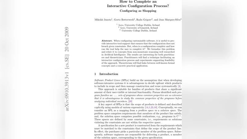 How to Complete an Interactive Configuration Process?