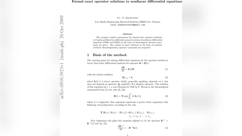 Formal exact operator solutions to nonlinear differential equations