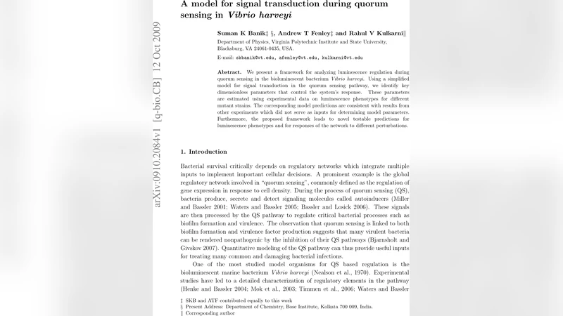 A model for signal transduction during quorum sensing in emph{Vibrio   harveyi}