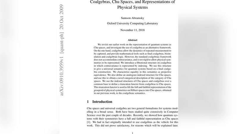 Coalgebras, Chu Spaces, and Representations of Physical Systems
