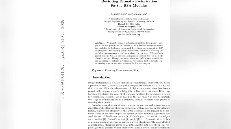 Revisiting Fermats Factorization for the RSA Modulus