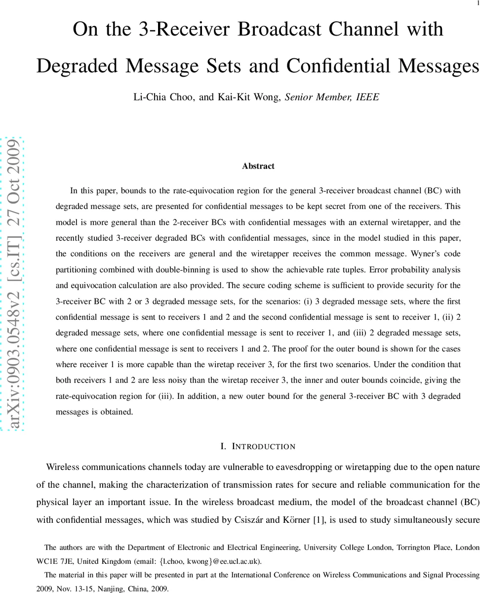 On the 3-Receiver Broadcast Channel with Degraded Message Sets and   Confidential Messages