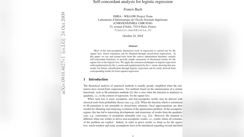 Self-concordant analysis for logistic regression