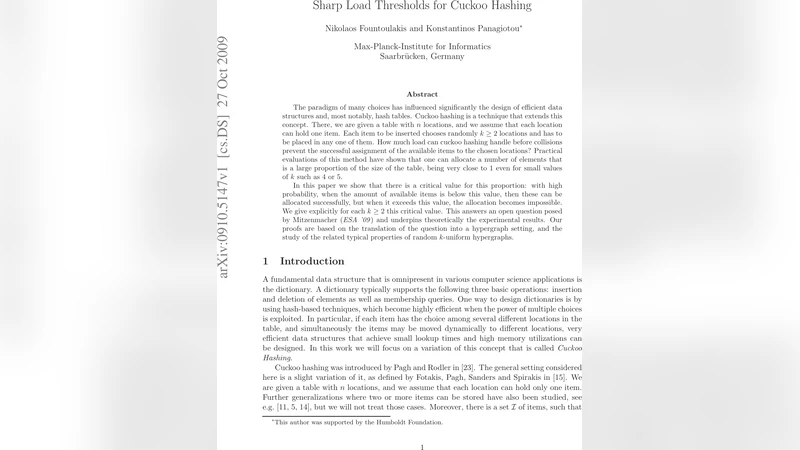 Sharp Load Thresholds for Cuckoo Hashing