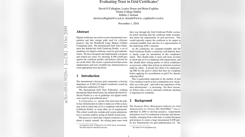 Evaluating Trust in Grid Certificates