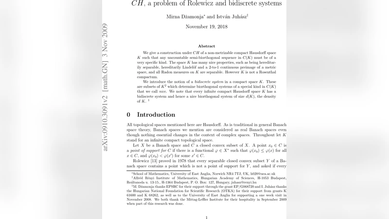 CH, a problem of Rolewicz and bidiscrete systems