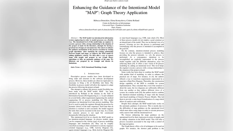 Enhancing the Guidance of the Intentional Model "MAP": Graph Theory   Application