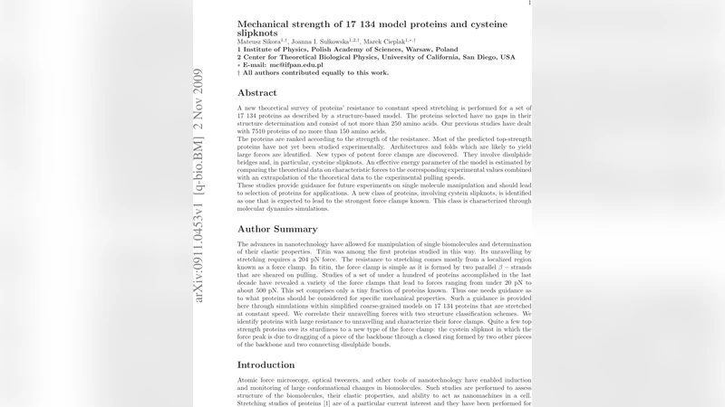 Mechanical Strength of 17 134 Model Proteins and Cysteine Slipknots