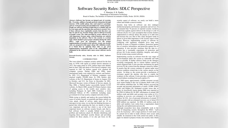 Software Security Rules, SDLC Perspective