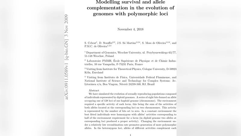 Modelling survival and allele complementation in the evolution of   genomes with polymorphic loci