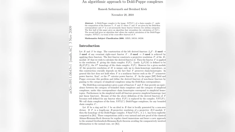 An algorithmic approach to Dold-Puppe complexes