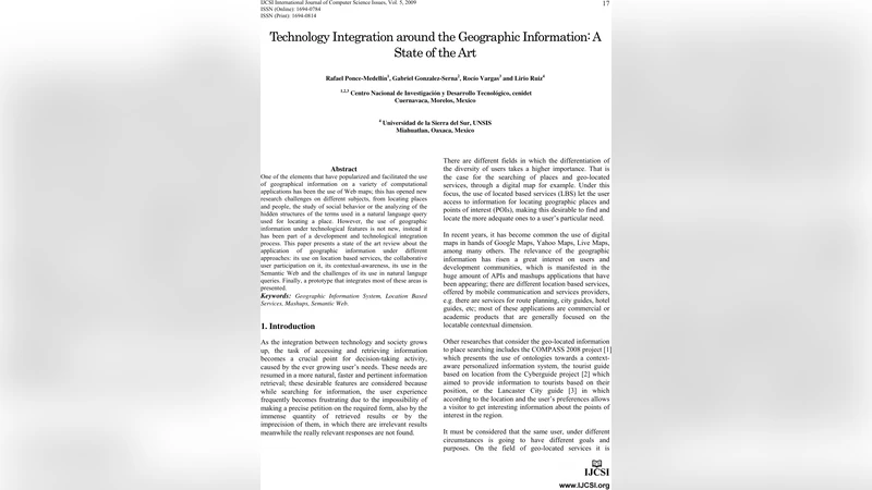 Technology Integration around the Geographic Information: A State of the   Art