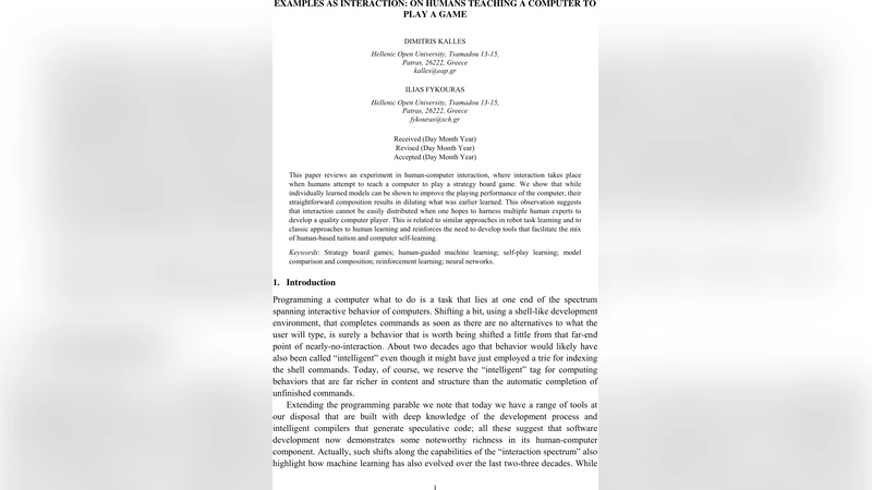 Examples as Interaction: On Humans Teaching a Computer to Play a Game