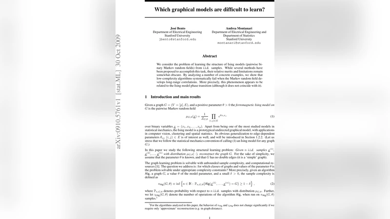 Which graphical models are difficult to learn?