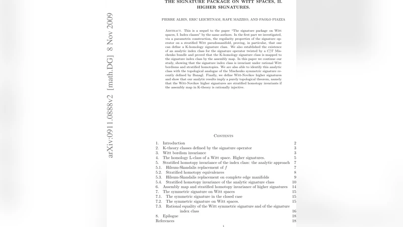 The signature package on Witt spaces, II. Higher signatures