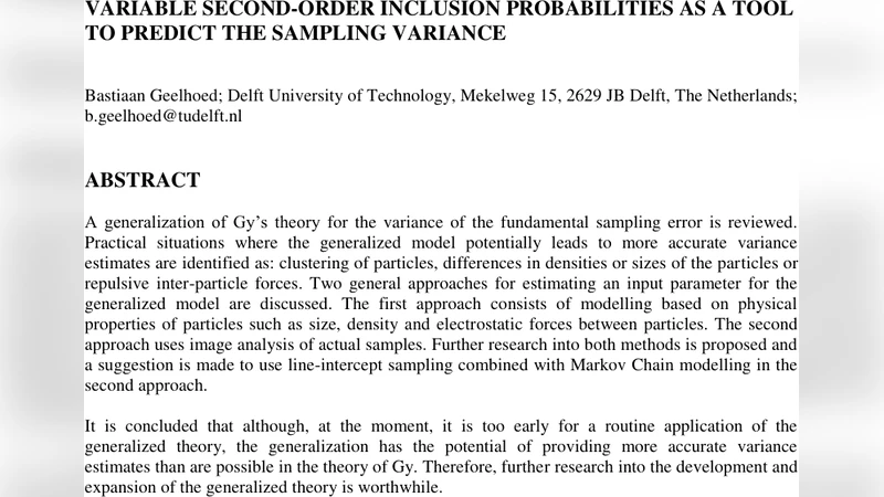 Variable Second-Order Inclusion Probabilities as a Tool to Predict the   Sampling Variance