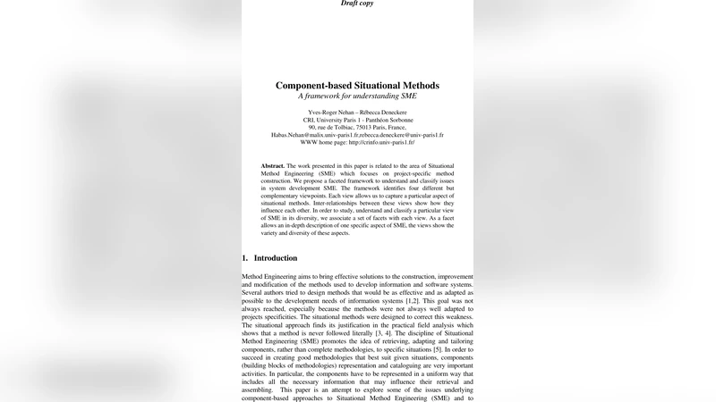 Situational Method Engineering: Fundamentals and Experiences