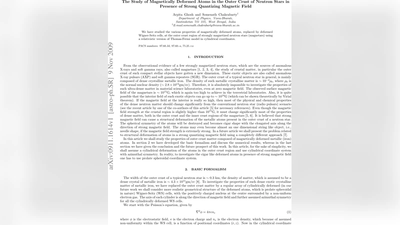 The Study of Magnetically Deformed Atoms in the Outer Crust of Neutron   Stars in Presence of Strong Quantizing Magnetic Field