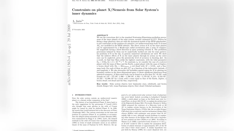 Constraints on planet X/Nemesis from Solar Systems inner dynamics