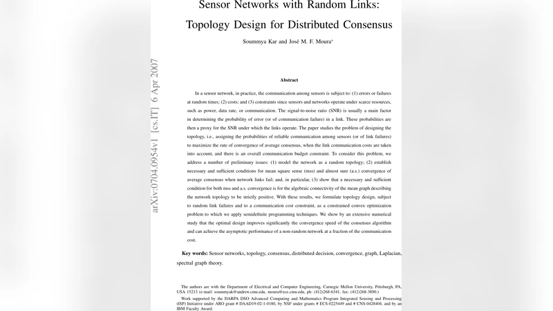 Sensor Networks with Random Links: Topology Design for Distributed   Consensus
