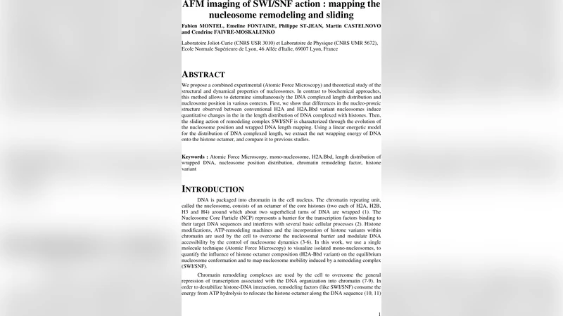 AFM Imaging of SWI/SNF action: mapping the nucleosome remodeling and   sliding