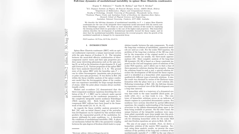 Full-time dynamics of modulational instability in spinor Bose-Einstein   condensates