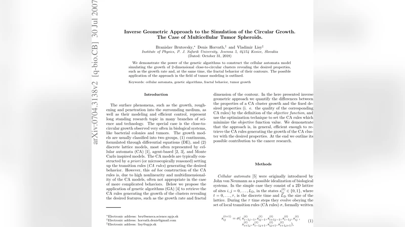 Inverse Geometric Approach to the Simulation of the Circular Growth. The   Case of Multicellular Tumor Spheroids