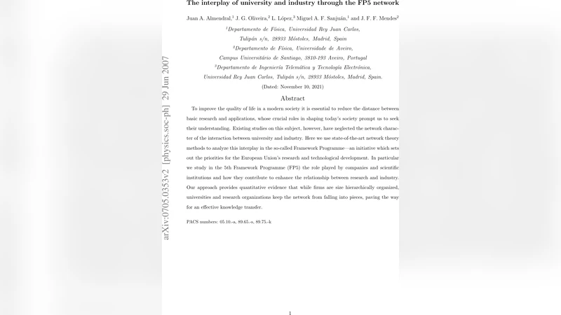 The interplay of university and industry through the FP5 network