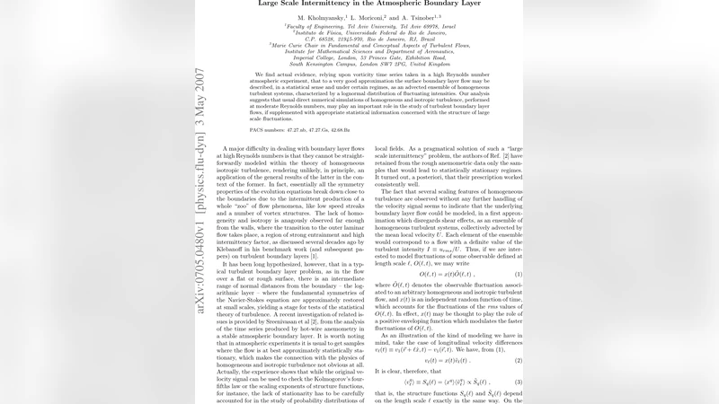 Large Scale Intermittency in the Atmospheric Boundary Layer
