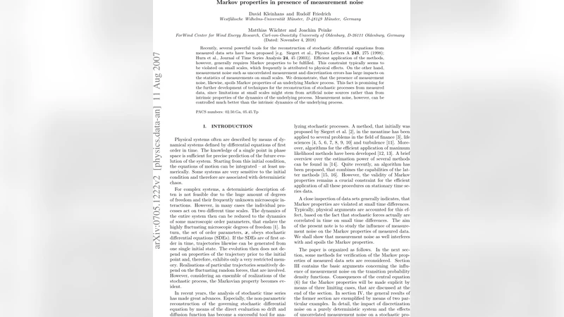 Markov properties in presence of measurement noise