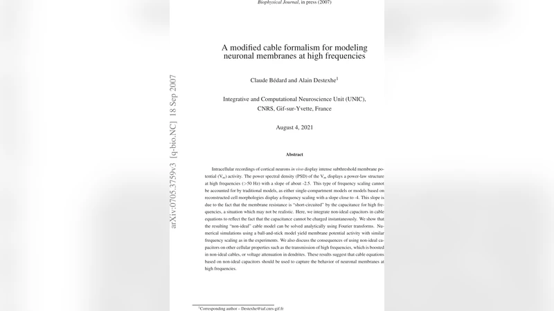 A modified cable formalism for modeling neuronal membranes at high   frequencies