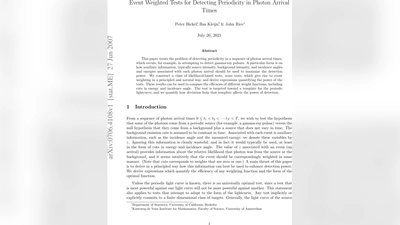 Event Weighted Tests for Detecting Periodicity in Photon Arrival Times