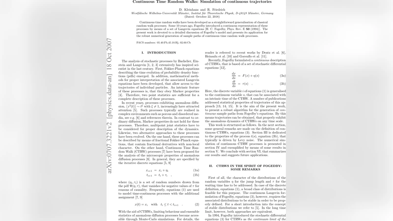 Continuous Time Random Walks (CTRWs): Simulation of continuous   trajectories