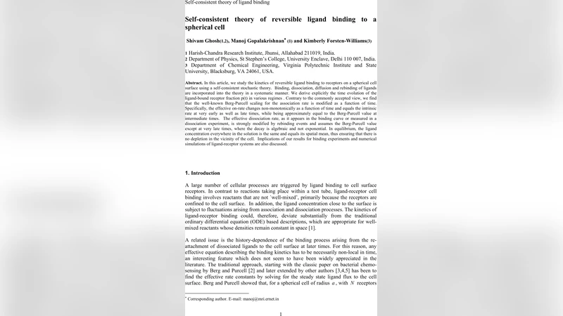 Self-consistent theory of reversible ligand binding to a spherical cell