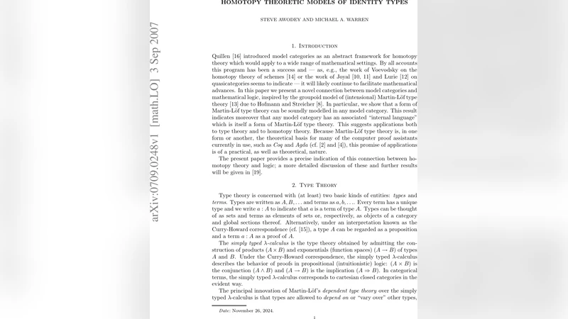 Homotopy theoretic models of identity types