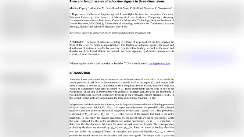 Time and length scales of autocrine signals in three dimensions