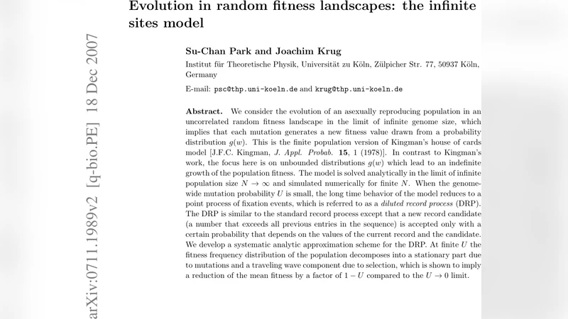 Evolution in random fitness landscapes: the infinite sites model