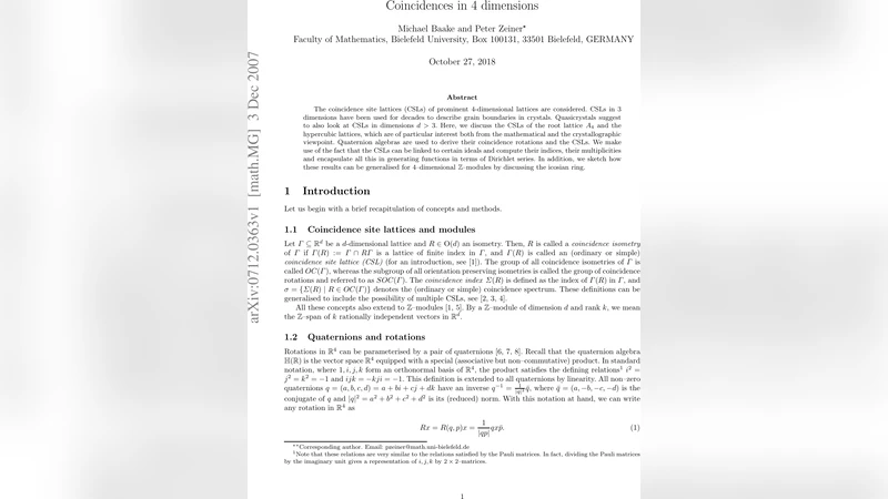 Coincidences in 4 dimensions